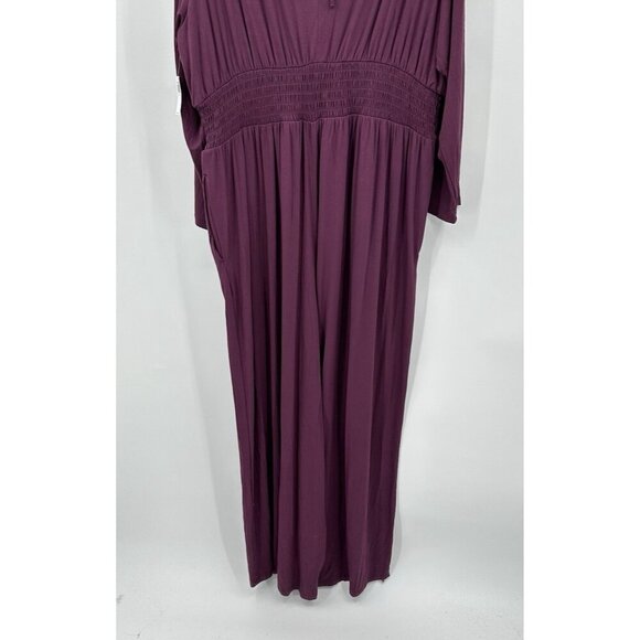 NEW OLD NAVY jumpsuit v neck wide leg knit waist defined cherry bark plus XXL - Picture 10 of 14
